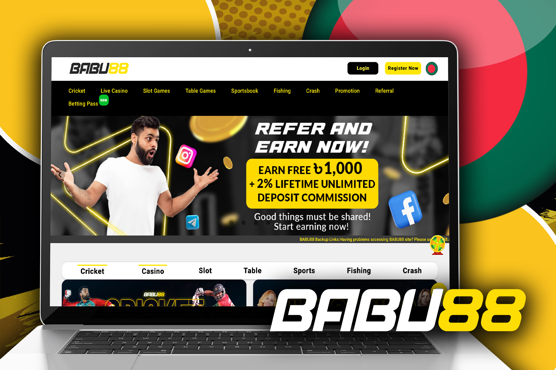 Babu88 combines both a betting platform and an online casino on a single website.